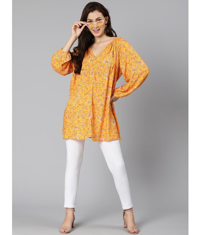     			Oxolloxo Orange Viscose Rayon Women's Tunic ( Pack of 1 )