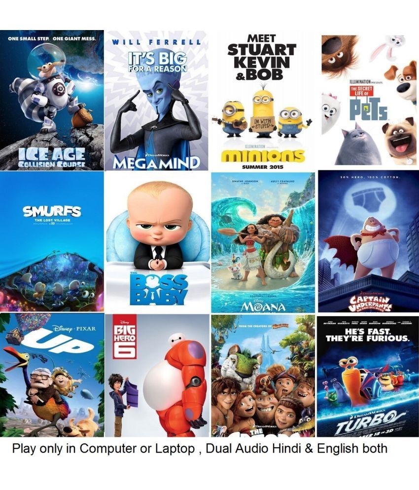     			12 Cartoon Movies (12 Movies Pack name see in Description or Display Picture ) Dual Audio in Hindi & English both play only in Computer or Laptop HD Quality without Poster