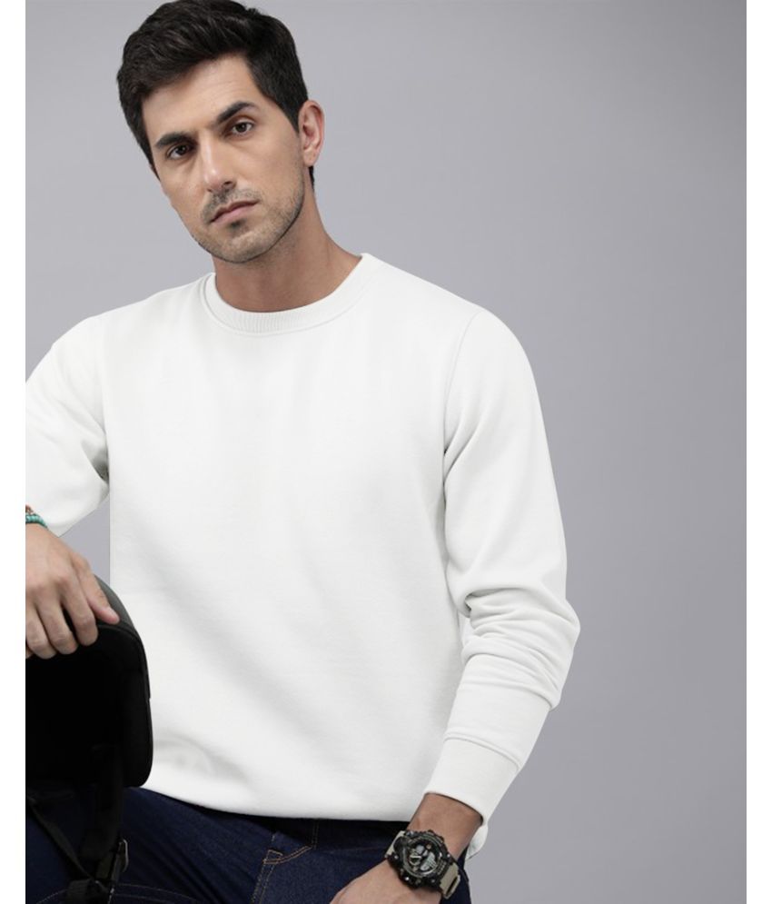     			AOOSH Fleece Round Neck Men's Sweatshirt - White ( Pack of 1 )