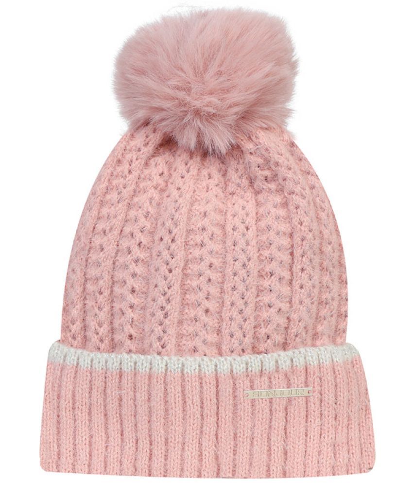     			Bonjour Retail Pink Woollen Women's Cap ( Pack of 1 )