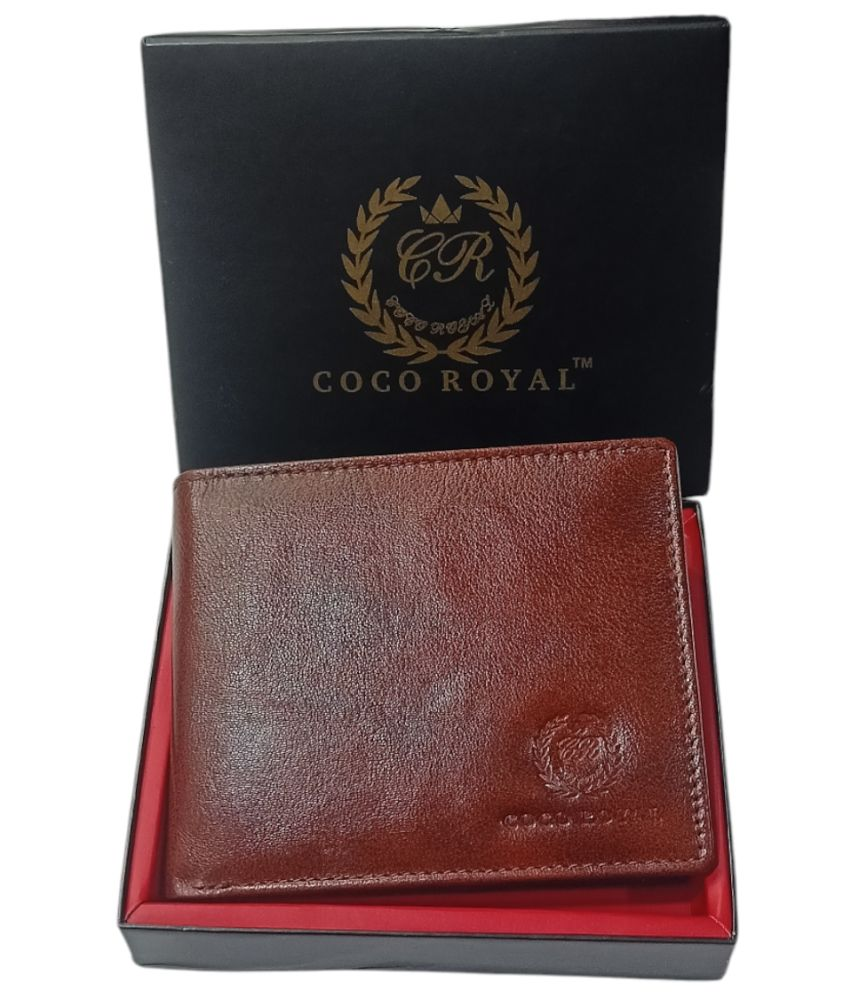     			COCO ROYAL 100% Leather Solid Men's Two Fold Wallet With More Than 10 Slots For Card ( Brown , Pack of 1 )