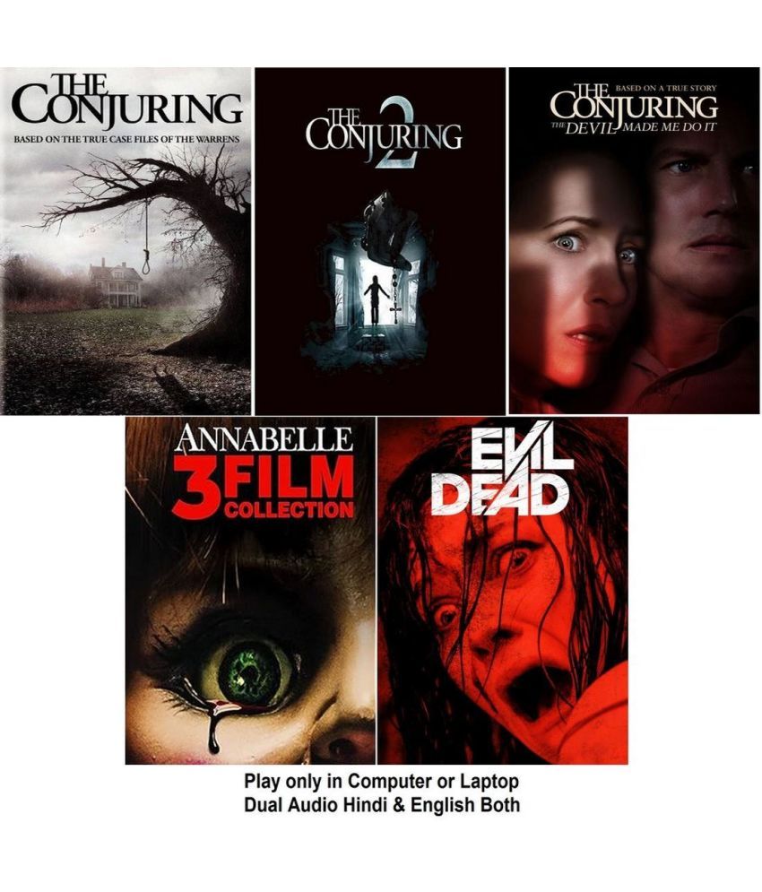     			Conjuring 1 to 3 , Annabelle 1 to 3 & Evil Dead (7 Movies) Dual Audio Hindi & English both Play only in Computer or Laptop HD print without poster