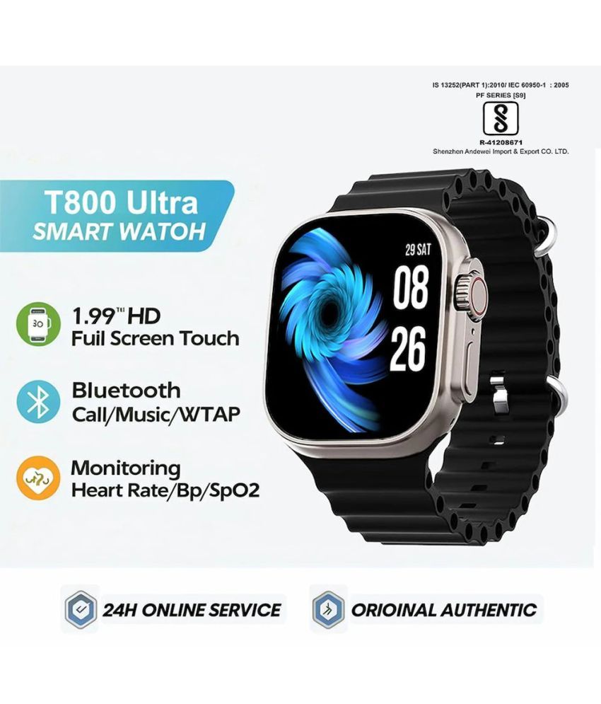     			FD1 AMOLED Sim Calling Smart Watch with Silicone Strap Upto 24 hours Backup ( Black )