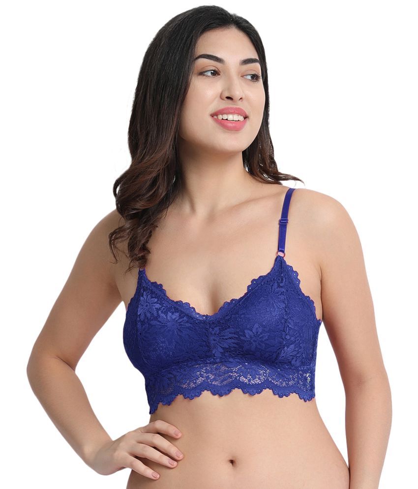     			Flenzy Pack of 1 Lace Lightly Padded Bralette Bra For Women ( Blue )