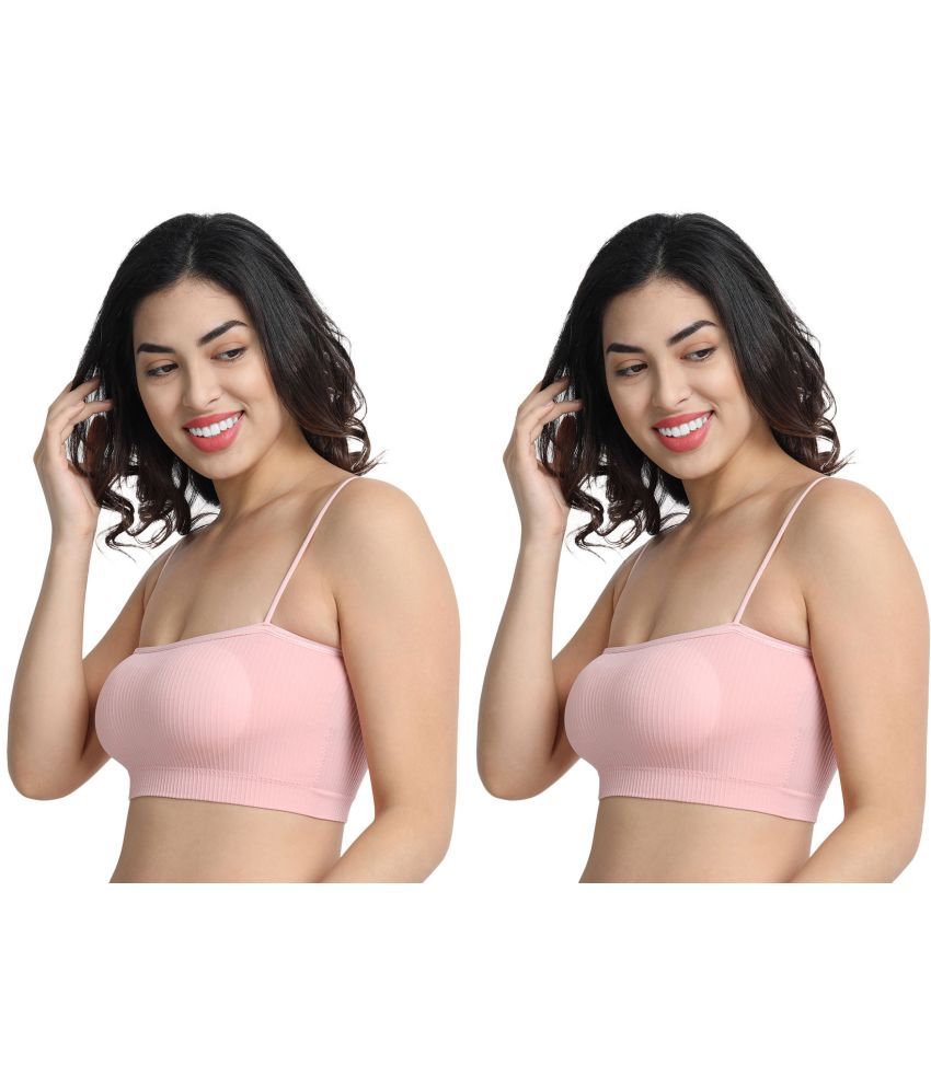     			Flenzy Pack of 2 Cotton Blend Removable Padding Everyday Bra For Women ( Pink )