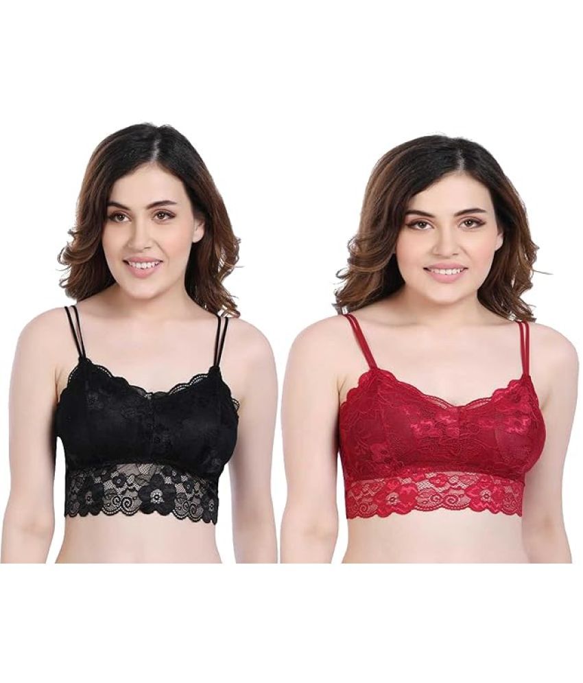     			Flenzy Pack of 2 Lace Removable Padding Bralette Bra For Women ( Multicolor )