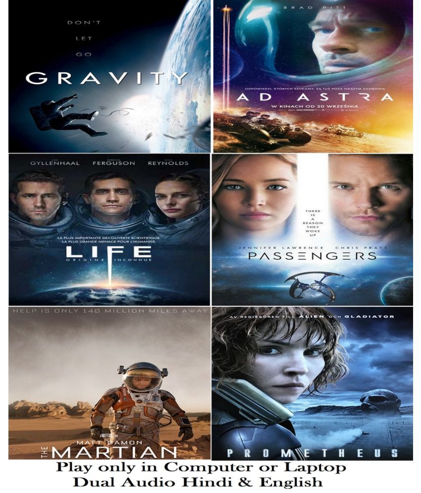     			Gravity , Ad Astra , Life , Passengers , The Martian , Prometheus (6 Movies) in Hindi & English both play only in Computer or Laptop HD Quality without Poster