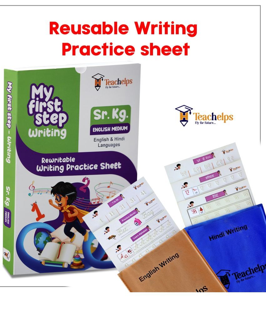     			LKG Writing Worksheets - NCERT - English Medium - Reusable - Subject English Hindi - 1 Pen Set