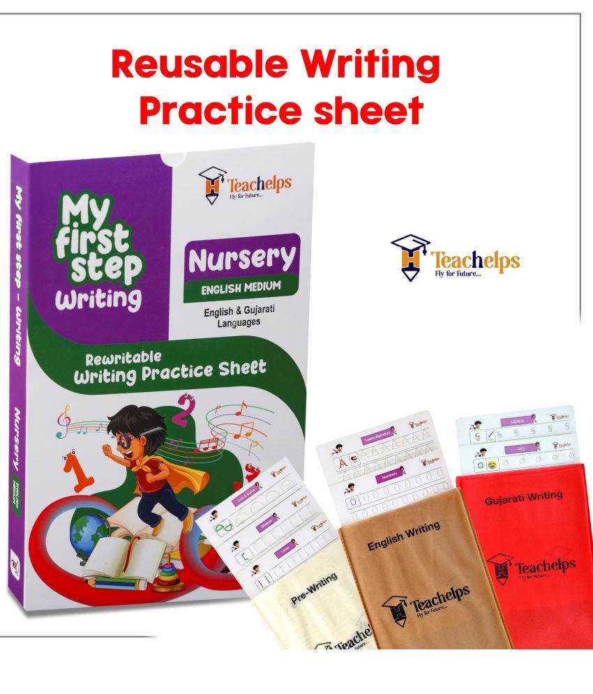     			Nursery Writing Worksheets - Reusable - Subject Prewriting English Gujaati - 1 Pen Set