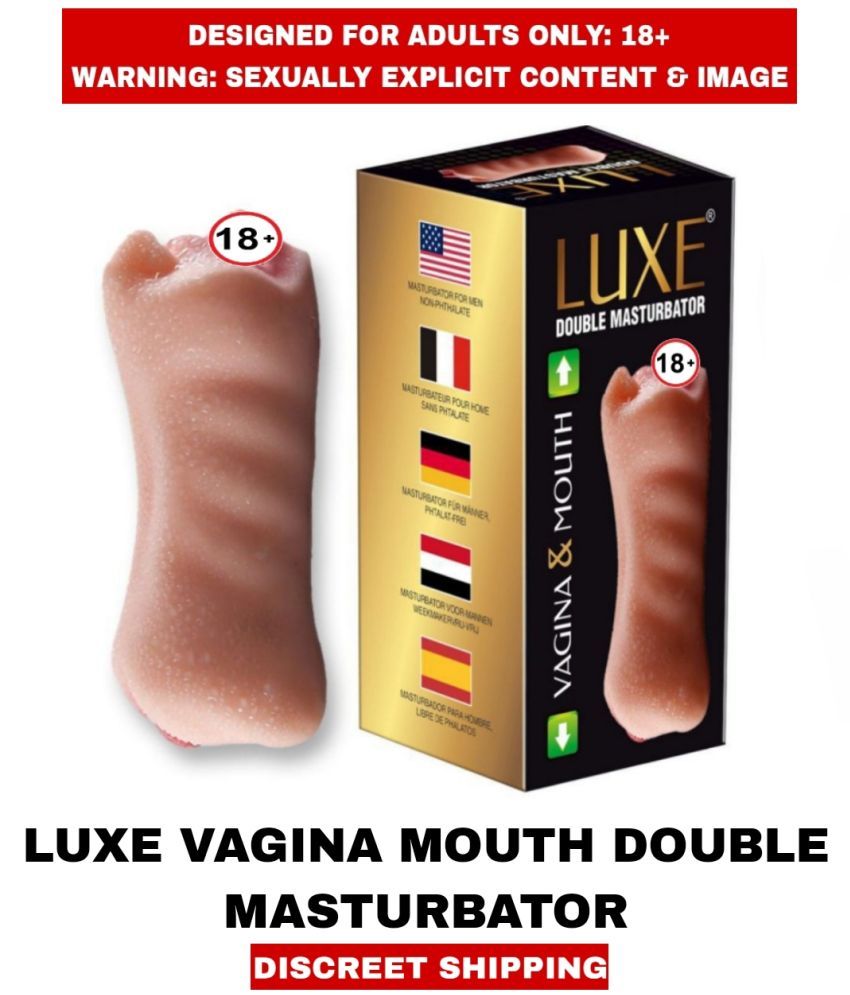     			Premium Quality New Sexy toy L U X E 2in1 Pocket Pussy Vagina and Mouth Double Side Silicon Masturbator For Men