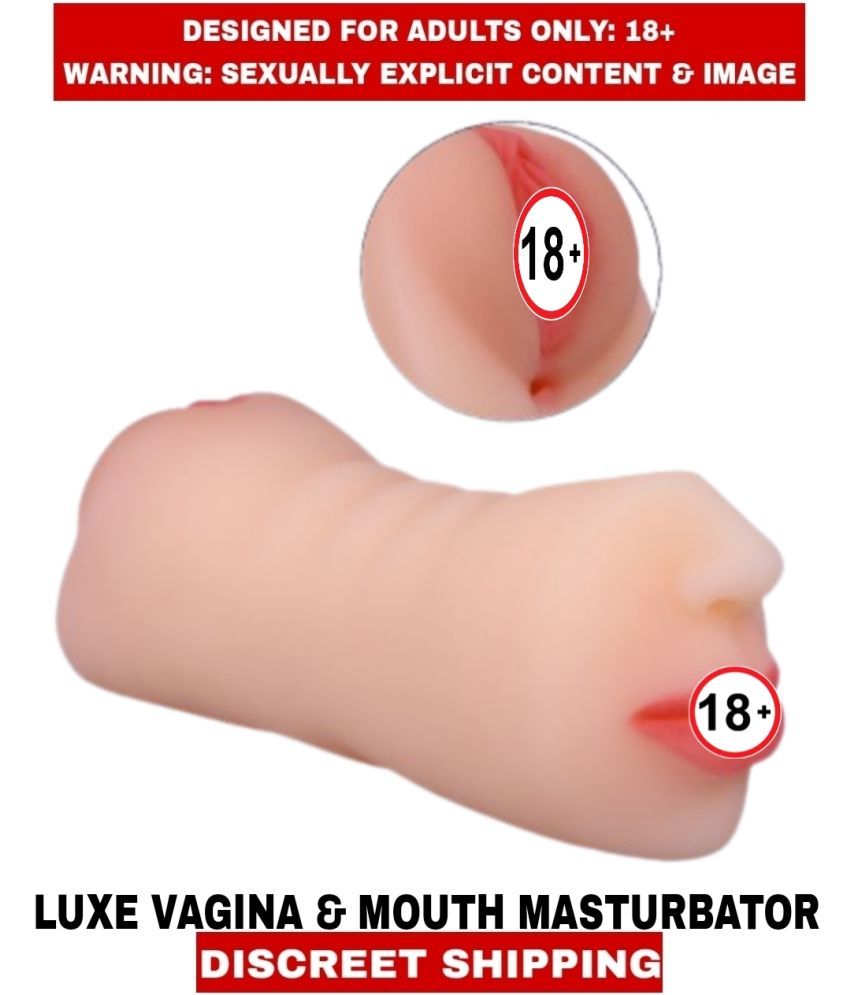     			Premium Quality New Sexy toy L U X E 2in1 Pocket Pussy Vagina and Mouth Double Side Silicon Masturbator For Men