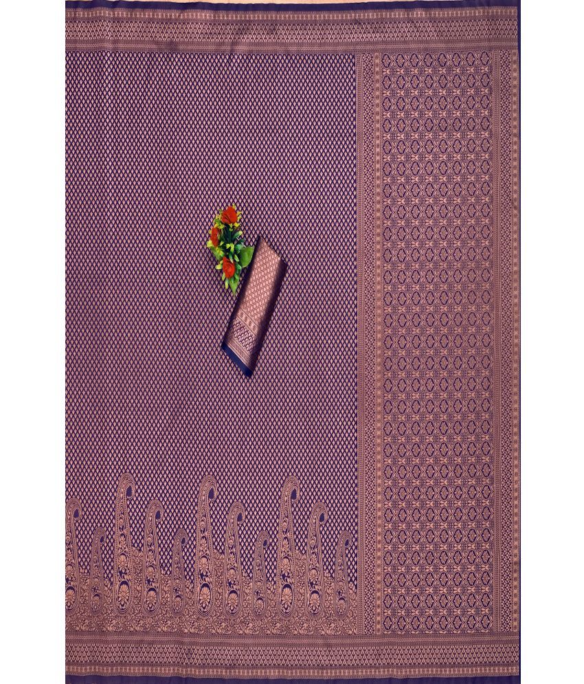     			SAREEKART FAB Pack of 1 Kanjivaram Silk Self Design Saree With Blouse Piece ( Purple )