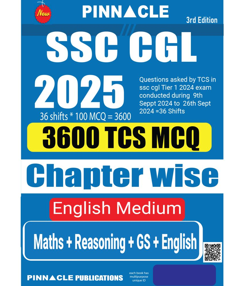     			SSC CGL 2025 : 3600  TCS MCQ  Chapter wise English medium 3rd Edition