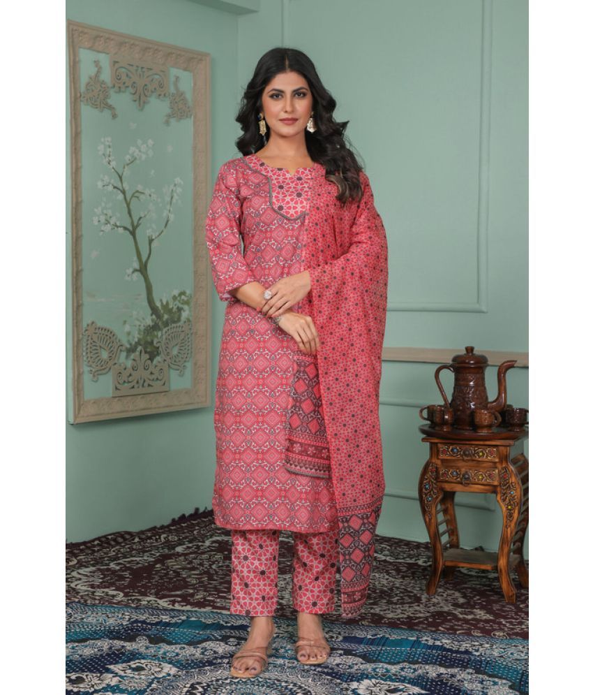     			Sitanjali Rayon Printed Kurti With Pants Women's Stitched Salwar Suit - Peach ( Pack of 1 )