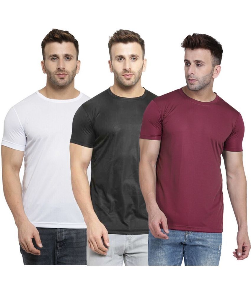     			TQH Polyester Slim Fit Solid Half Sleeves Men's Round T-Shirt - Multicolor12 ( Pack of 1 )