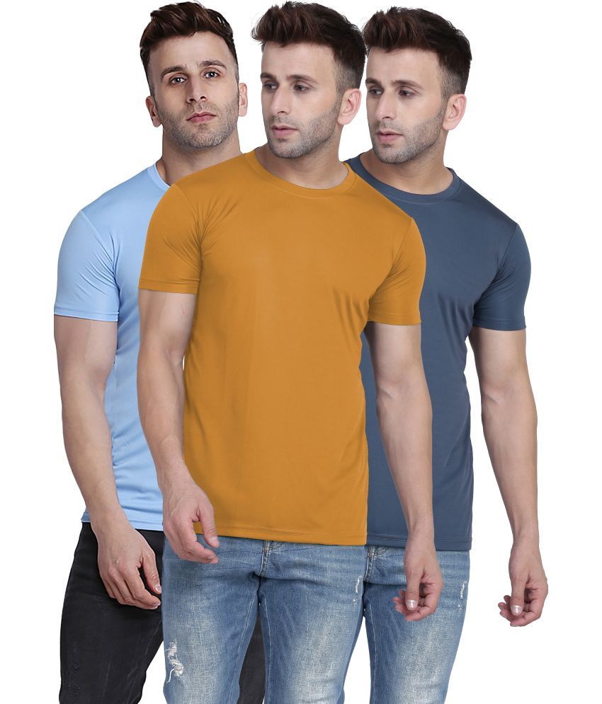     			TQH Polyester Slim Fit Solid Half Sleeves Men's Round T-Shirt - Multicolor9 ( Pack of 1 )