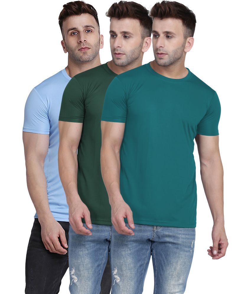     			TQH Polyester Slim Fit Solid Half Sleeves Men's Round T-Shirt - Multicolor5 ( Pack of 1 )