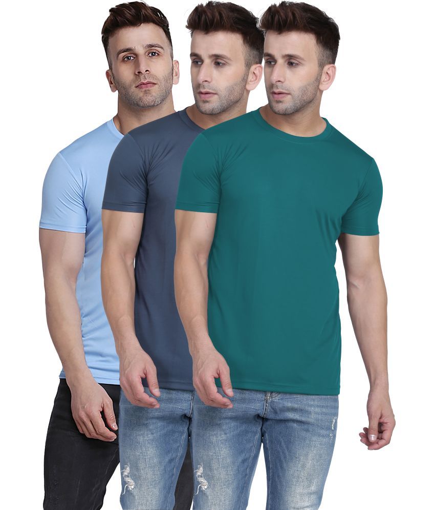     			TQH Polyester Slim Fit Solid Half Sleeves Men's Round T-Shirt - Multicolor2 ( Pack of 1 )