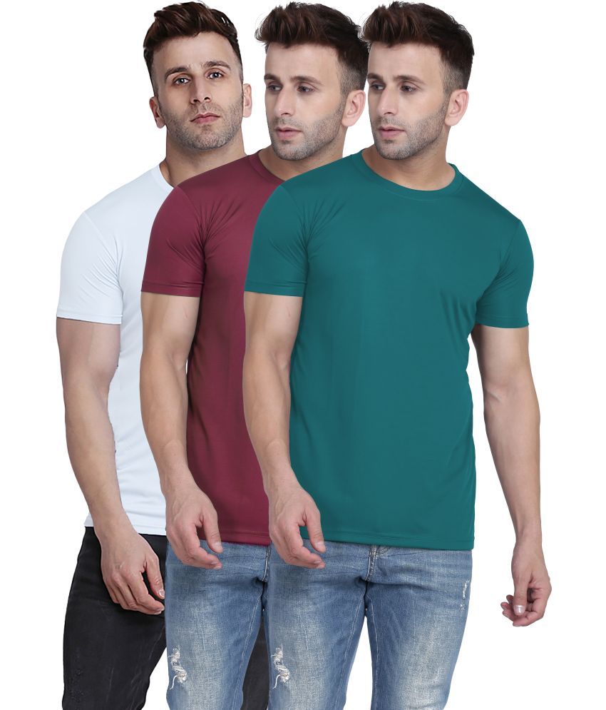     			TQH Polyester Slim Fit Solid Half Sleeves Men's Round T-Shirt - Multicolor12 ( Pack of 1 )