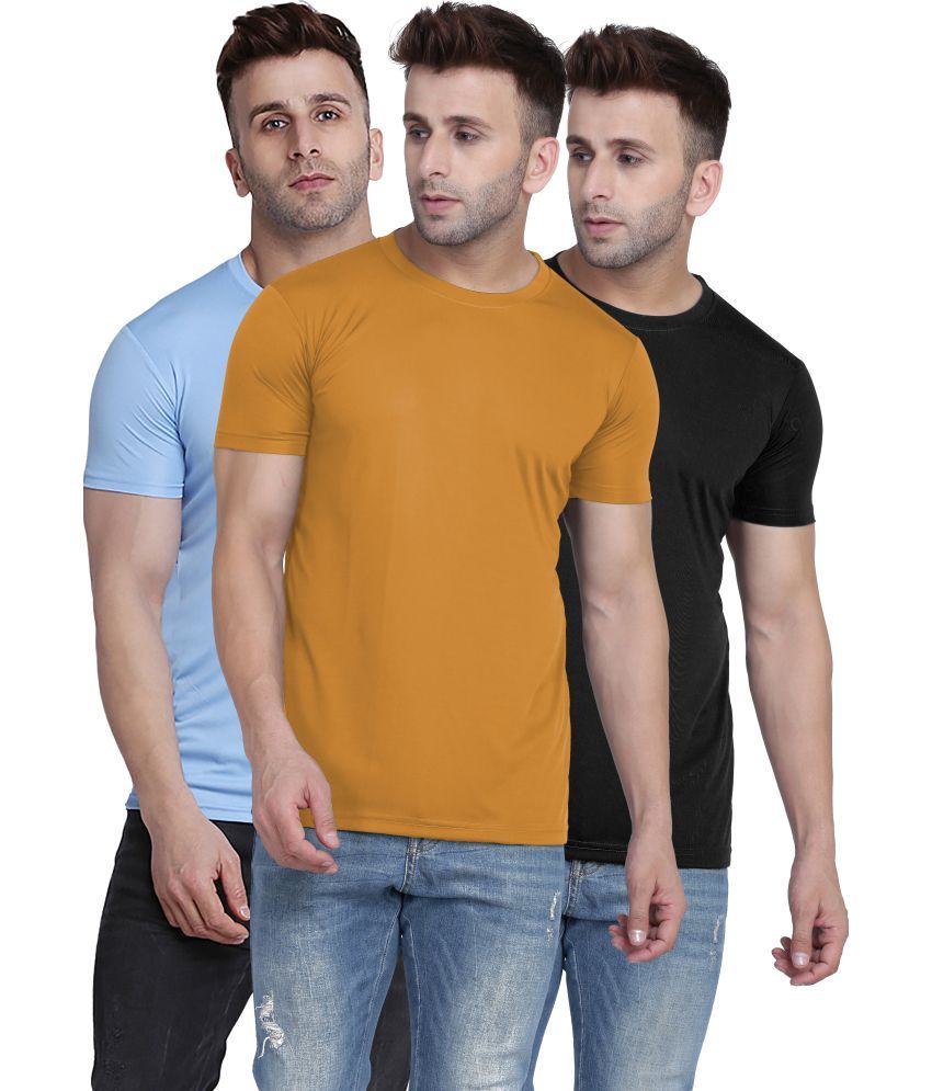     			TQH Polyester Slim Fit Solid Half Sleeves Men's Round T-Shirt - Multicolor7 ( Pack of 1 )