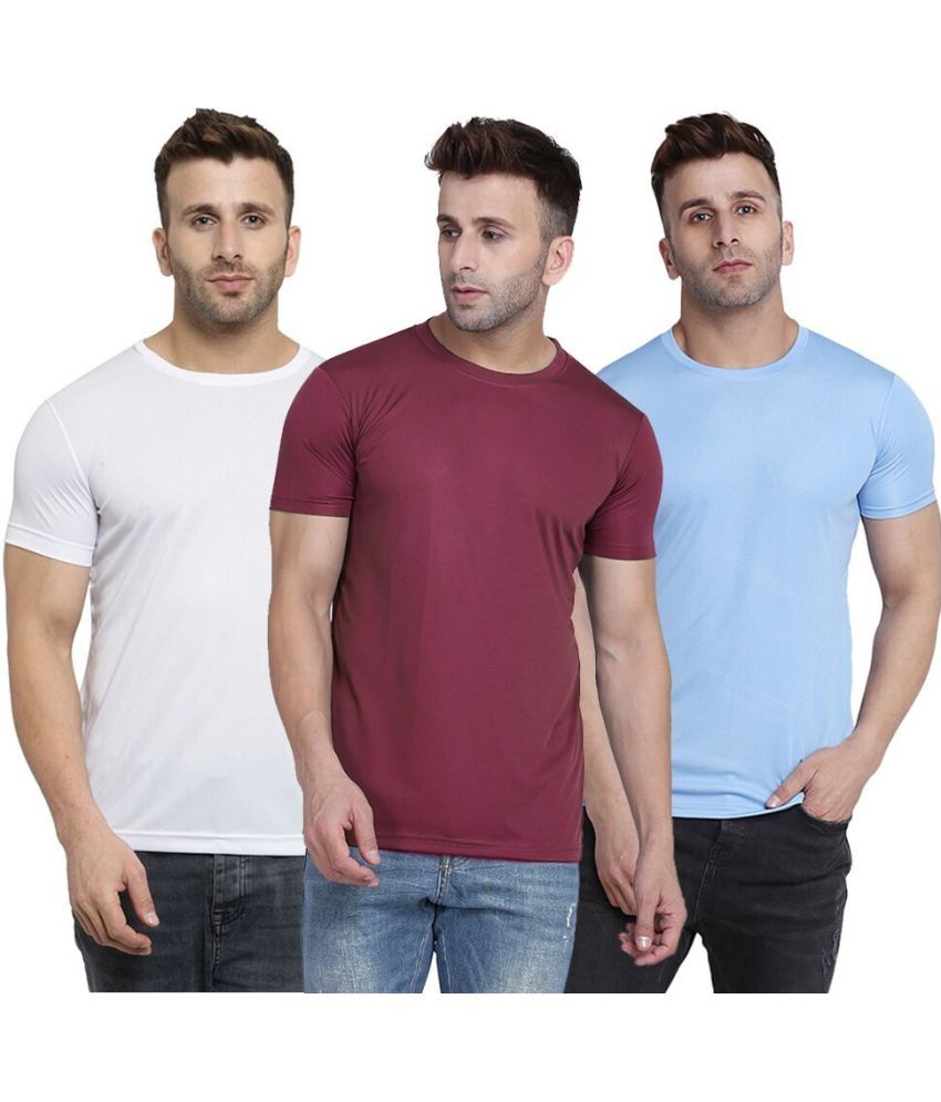     			TQH Polyester Slim Fit Solid Half Sleeves Men's Round T-Shirt - Multicolor7 ( Pack of 1 )