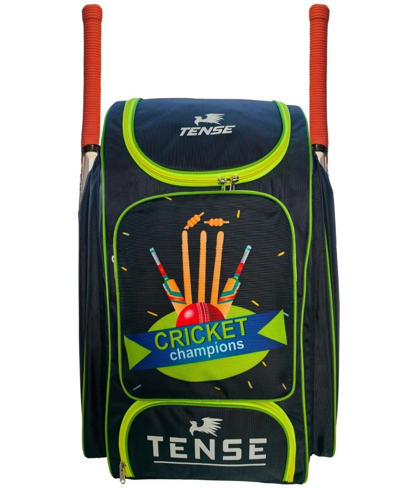     			Tense Green Cricket Kit Bag with 2 Side Bat Pockets & Separate Shoe Compartment Backpack