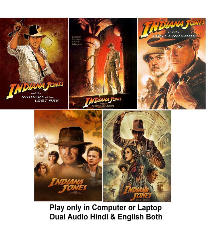     			Indiana Jones Film trilogy (5 Movies 1981 to 2023) in Hindi & English both Play only in Computer or Laptop HD Quality without poster