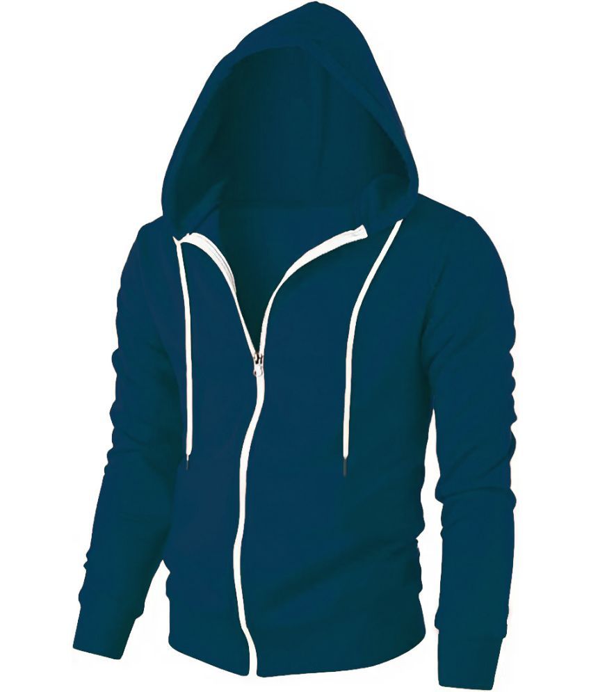     			Try This Cotton Blend Slim Fit Solid Full Sleeves Men's Hooded T-Shirt - Blue ( Pack of 1 )