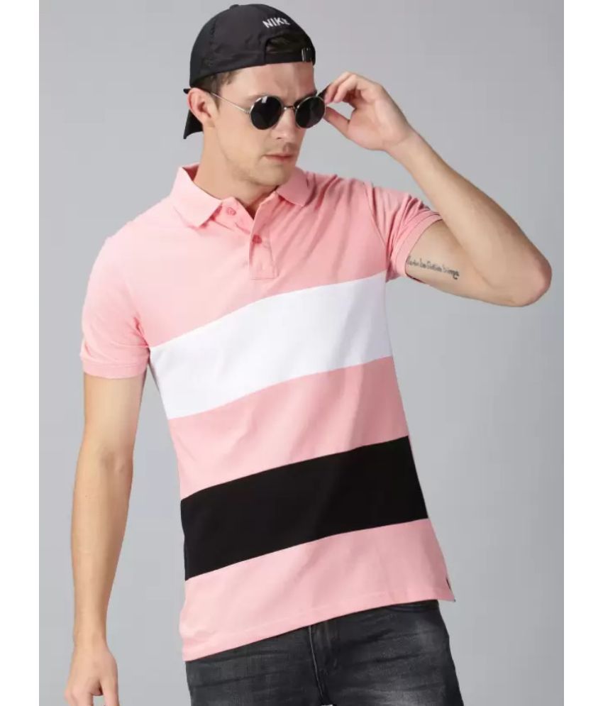     			Try This Pack of 1 Cotton Blend Slim Fit Striped Half Sleeves Men's Polo T Shirt ( Pink )