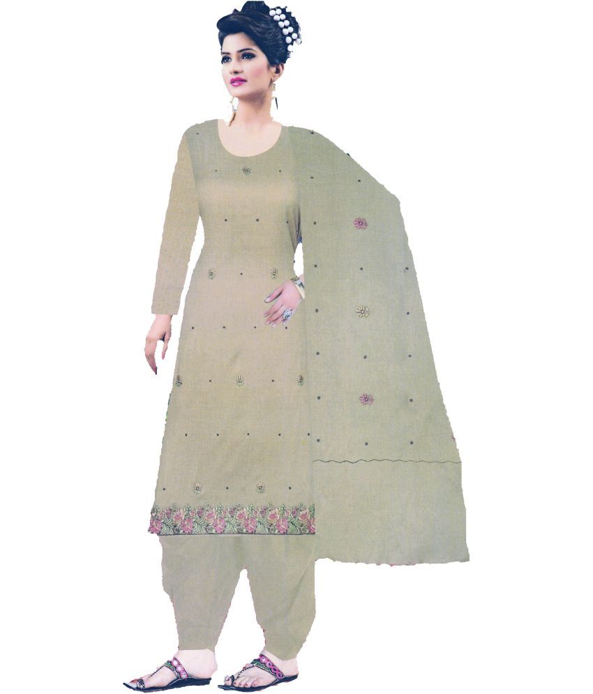     			Vrinde Unstitched Woollen Embroidered Dress Material - Light Grey ( Pack of 2 )