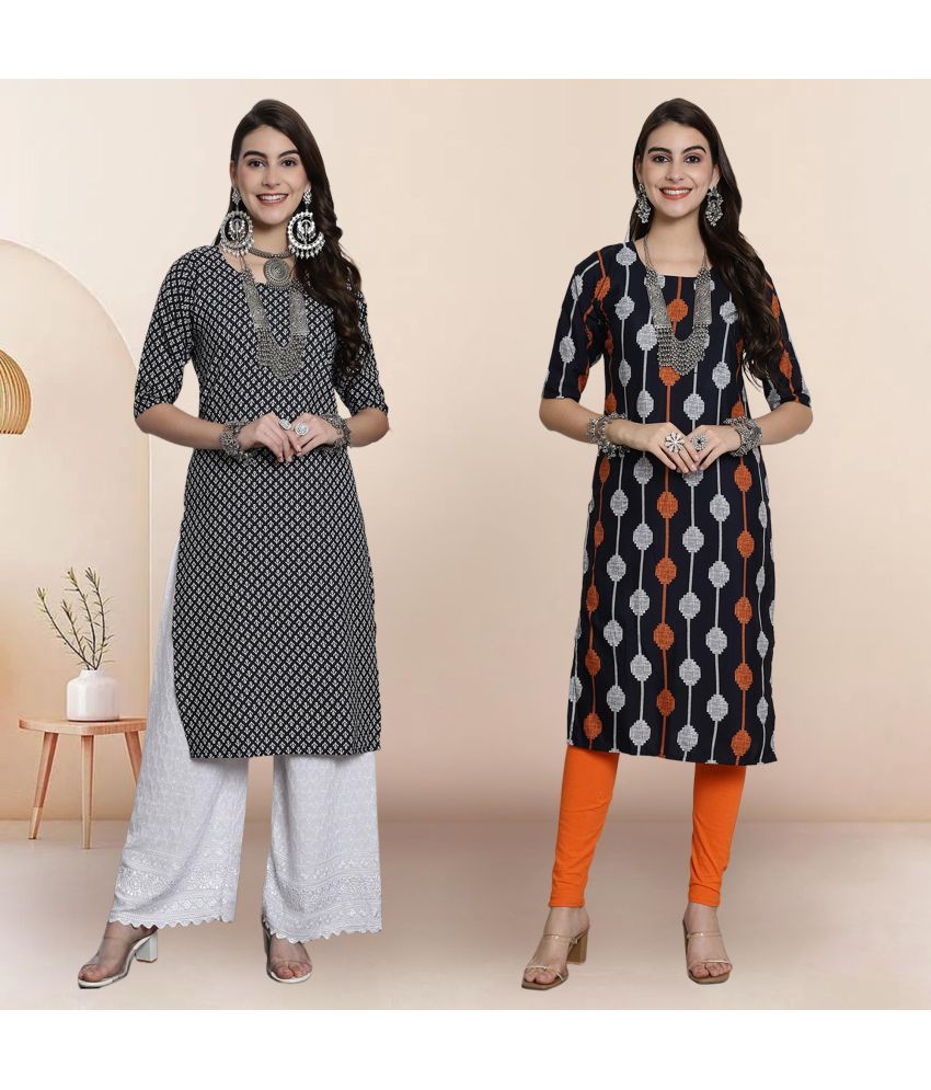     			1 Stop Fashion Pack of 2 Crepe Printed Straight Women's Kurti - ( Multicolor1 )