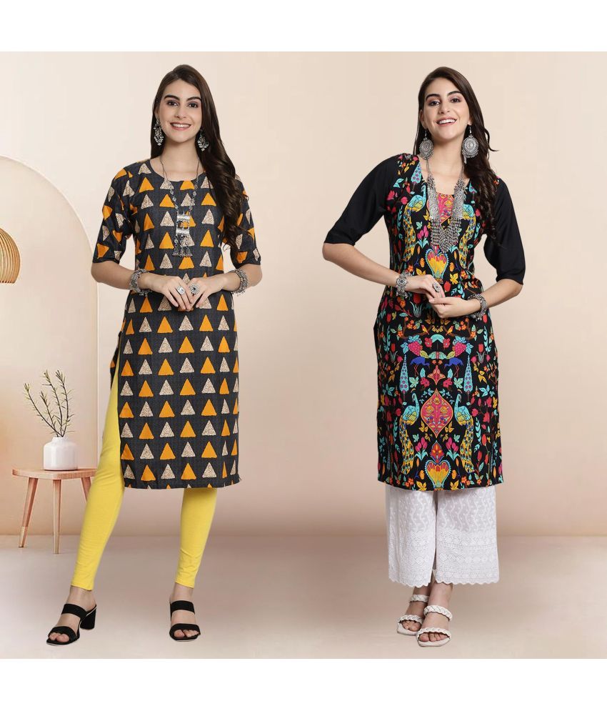     			1 Stop Fashion Pack of 2 Crepe Printed Straight Women's Kurti - ( Multicolor2 )