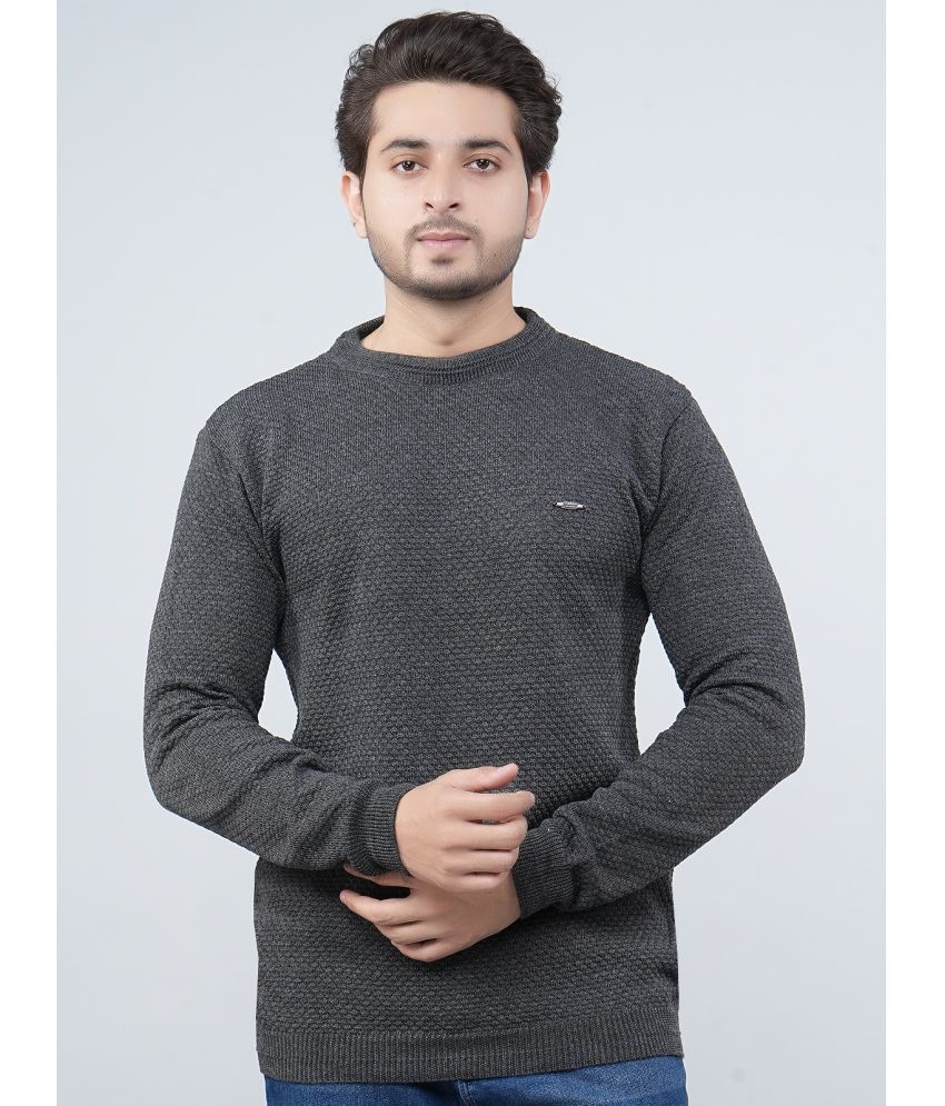     			FEVERFEW Cotton Blend Round Neck Men's Full Sleeves Pullover Sweater - Black ( Pack of 1 )