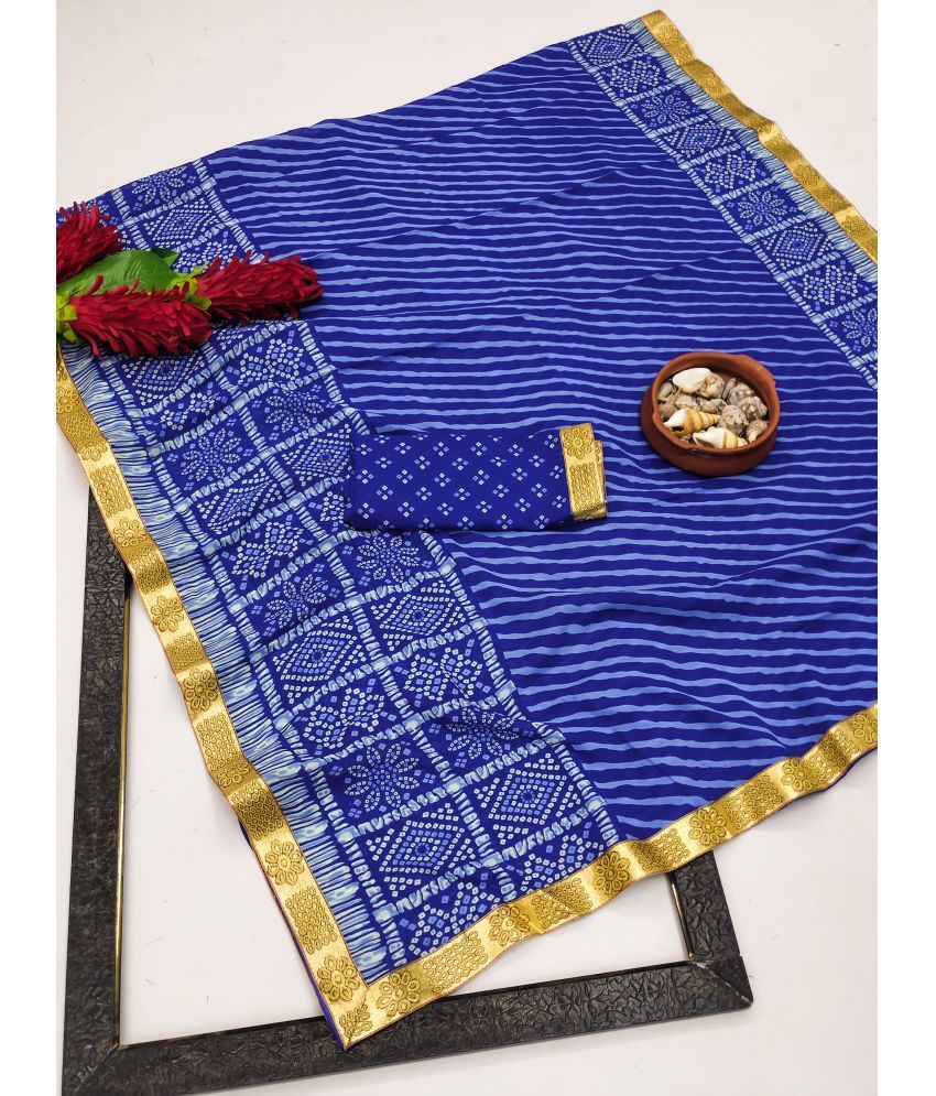     			Kanooda Prints Pack of 1 Georgette Printed Saree With Blouse Piece ( Blue )