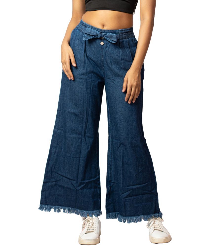     			MULTIWA Pack of 1 Denim Flared Women's Palazzos ( Blue )