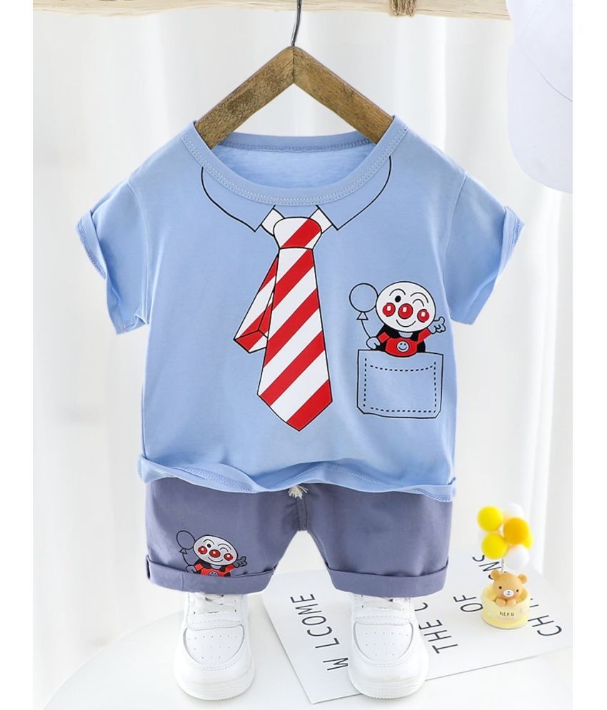     			SRP Pack of 1 Boys Cotton T-Shirts & Shorts Set ( Light Blue )