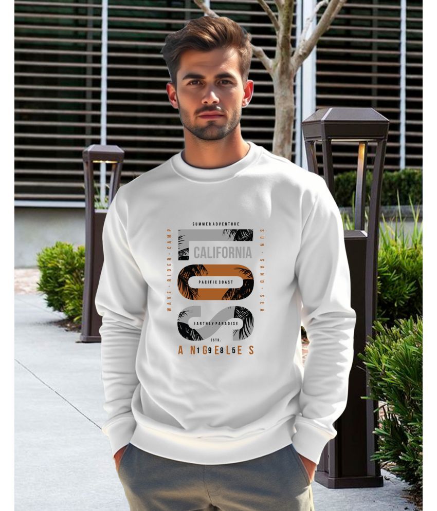     			AOOSH Fleece Round Neck Men's Sweatshirt - White ( Pack of 1 )