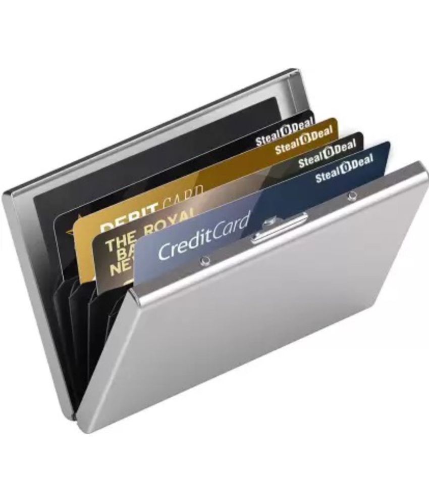     			Classic World Metallic Solid Men's RFID Wallet With 6 Slots For Card ( Silver , Pack of 1 )