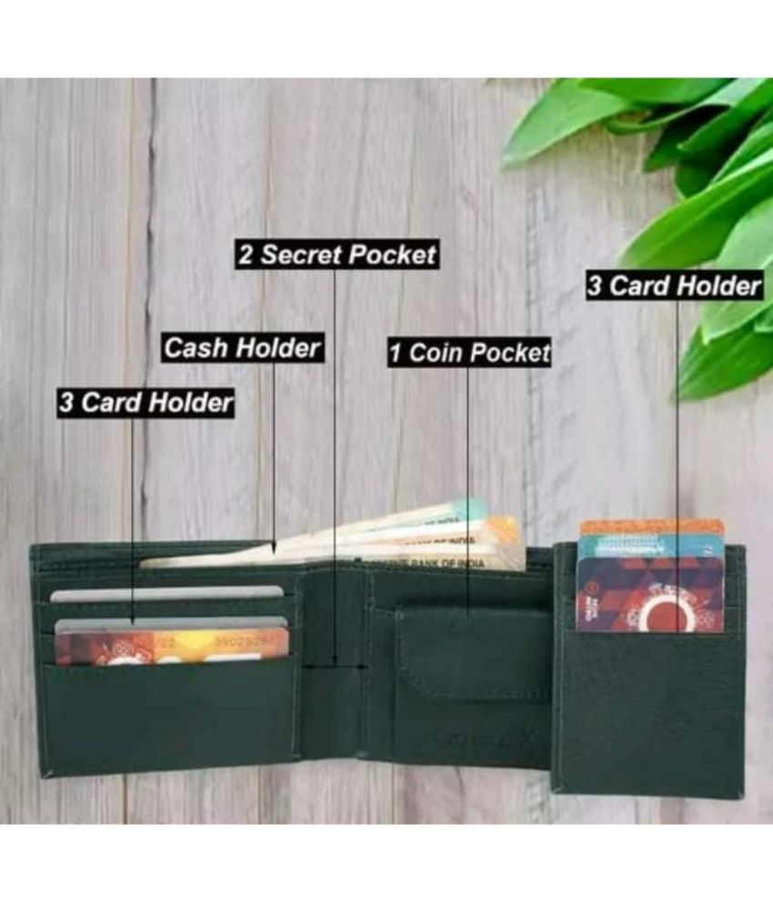     			Classic World PU Printed Men's RFID Wallet With 10 Slots For Card ( Green , Pack of 1 )