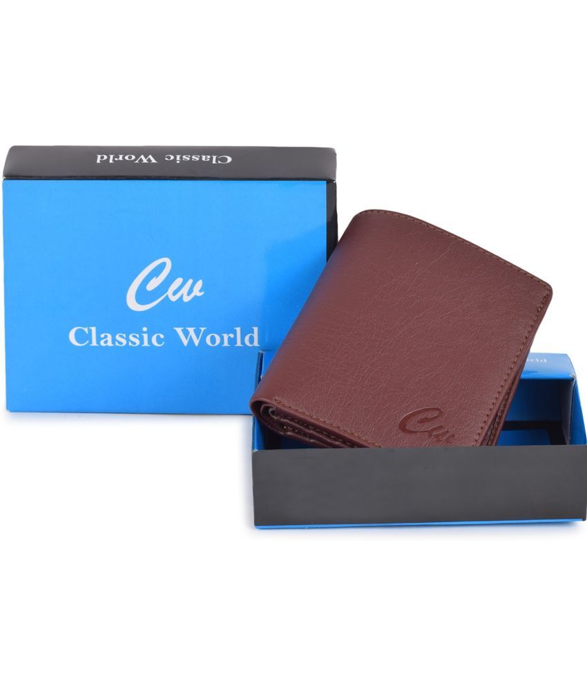     			Classic World PU Printed Men's RFID Wallet With 10 Slots For Card ( Maroon , Pack of 1 )