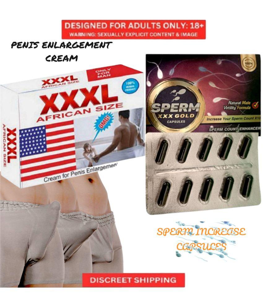     			Combo of XXXL African Size Cream For Penis & Dr. Chopra Sperm XXX Gold Capsule For Men Sperm count Enhancer - BLUEMOON