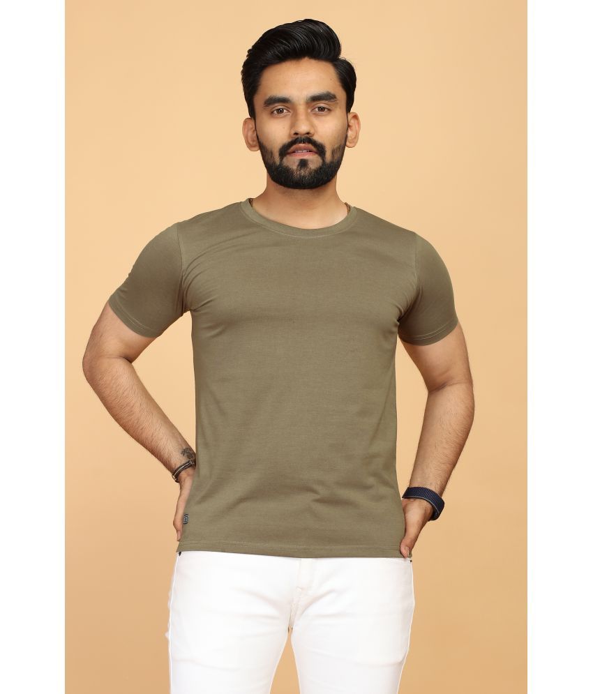     			FABRIPPLE 100% Cotton Regular Fit Solid Half Sleeves Men's Round T-Shirt - Brown ( Pack of 1 )