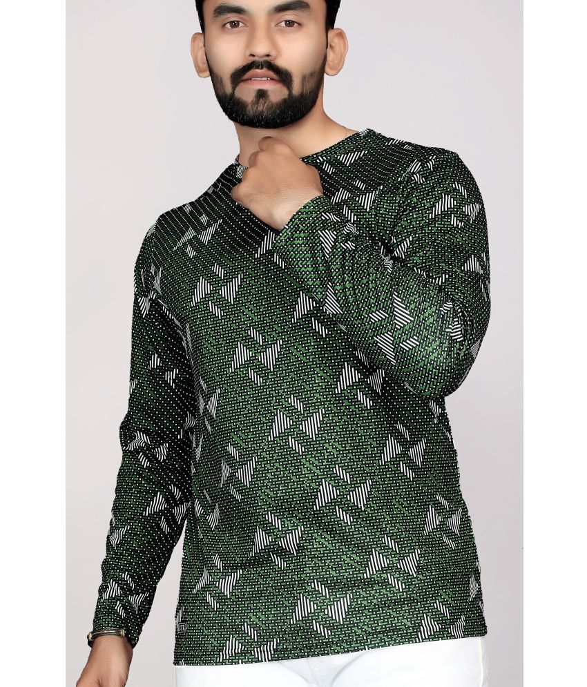     			FABRIPPLE Polyester Regular Fit Printed Full Sleeves Men's Round T-Shirt - Green ( Pack of 1 )