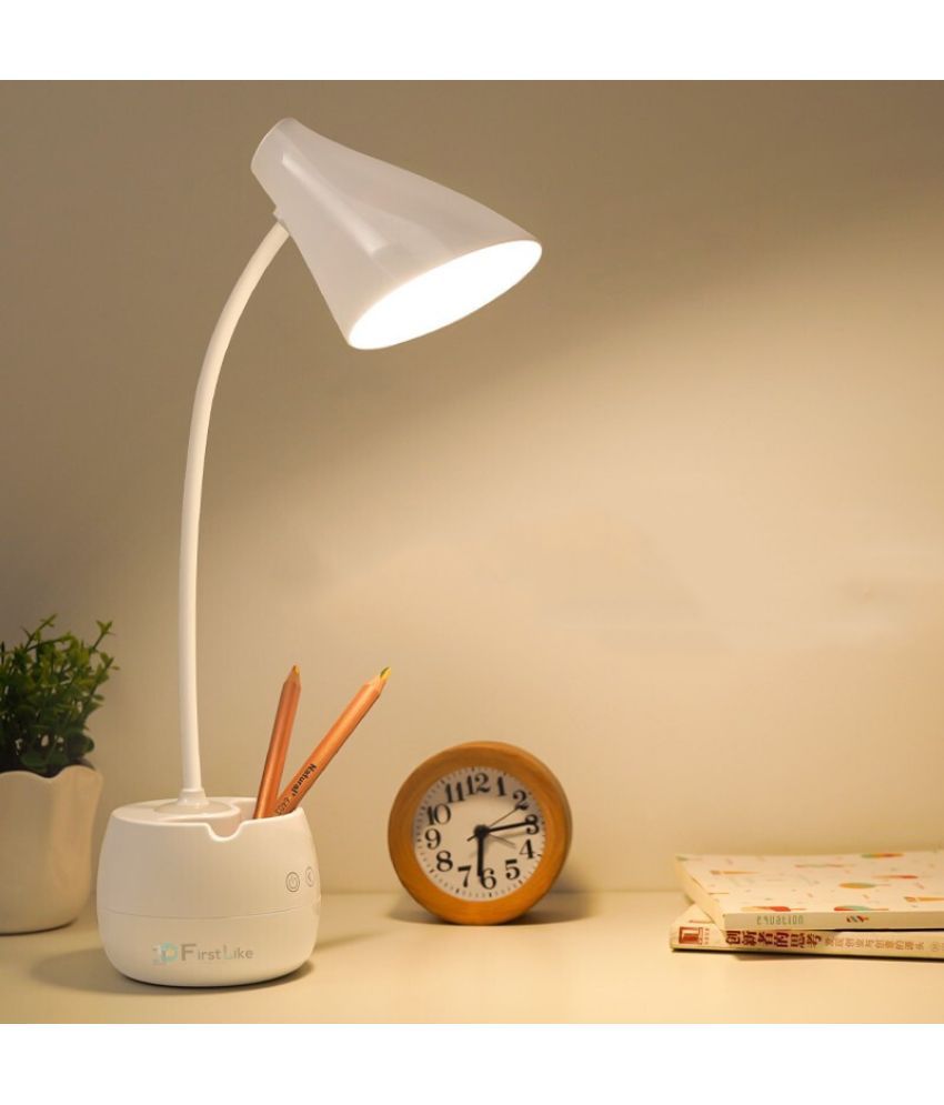     			FIRSTLIKE White Study Table Lamp ( Pack of 1 )