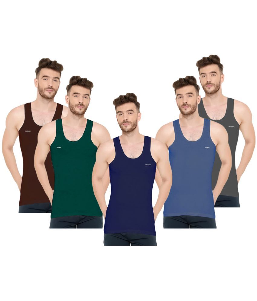     			INNERO Pack of 5 Cotton Basic Vest For Men ( Multicolor )