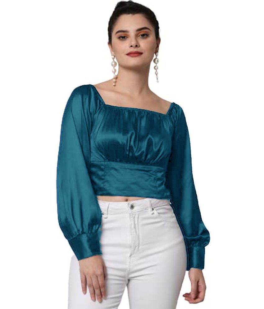     			Kulfi Blue Satin Women's Crop Top ( Pack of 1 )