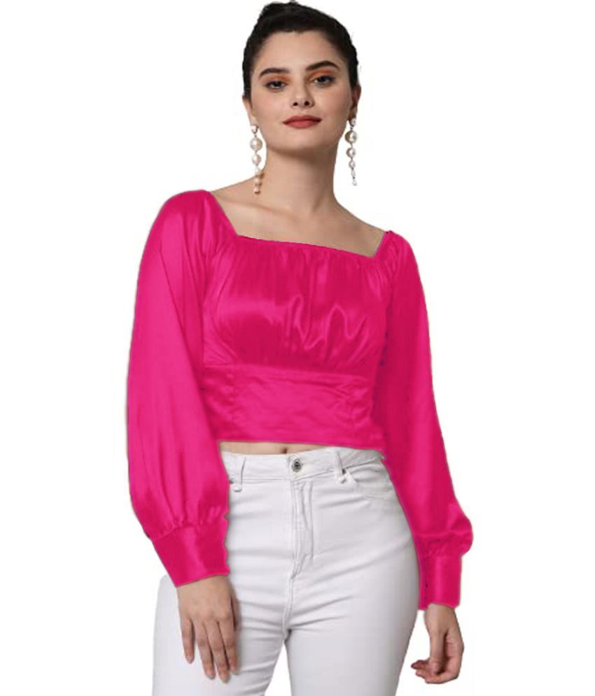     			Kulfi Pink Satin Women's Crop Top ( Pack of 1 )