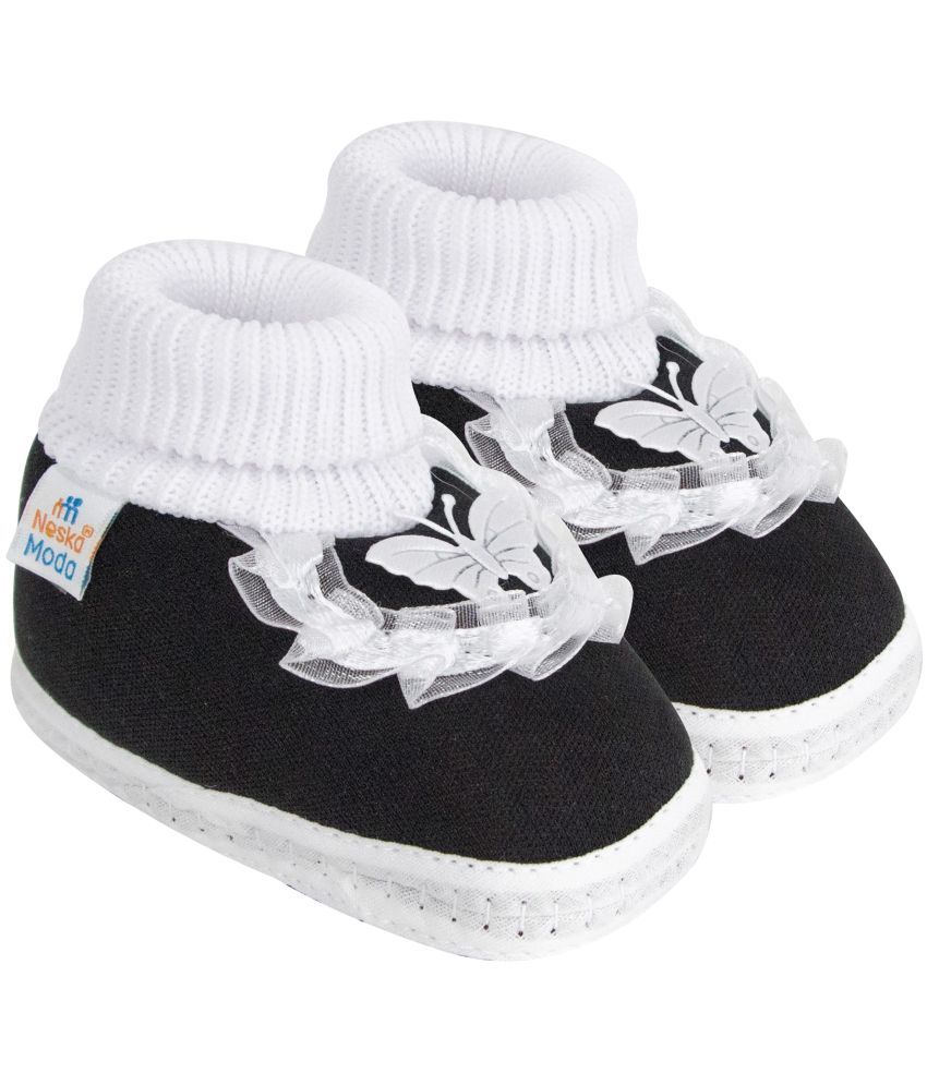     			Neska Moda - Black Booties For Baby Girl 12-18 Months ( Pack of 1 )