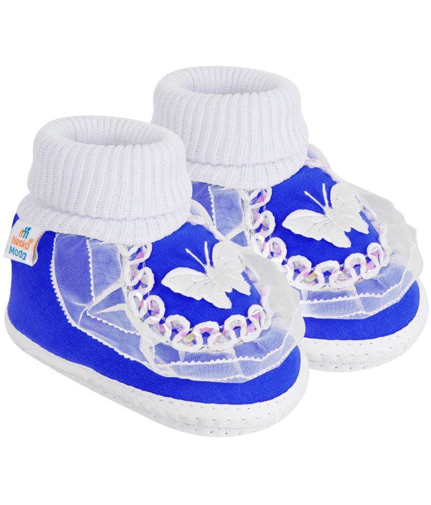     			Neska Moda - Blue Booties For Baby Girl 12-18 Months ( Pack of 1 )