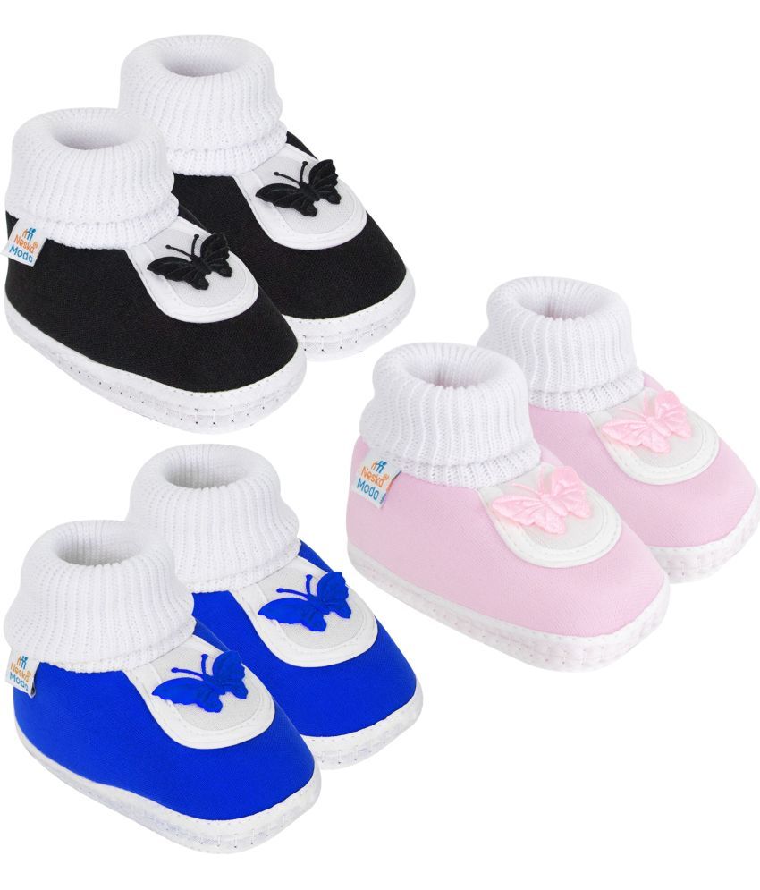     			Neska Moda - MultiColor  Booties For Baby Boy & Baby Girl 6-12 Months ( Pack of 3 )